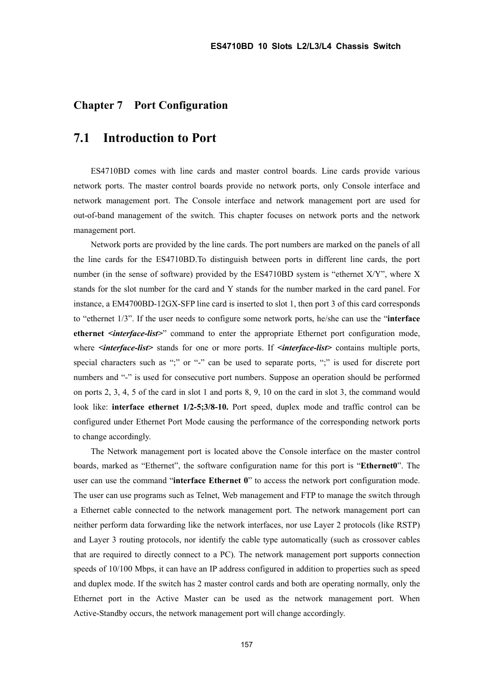 1 introduction to port, Chapter 7 port configuration | Accton Technology ES4710BD User Manual | Page 158 / 547