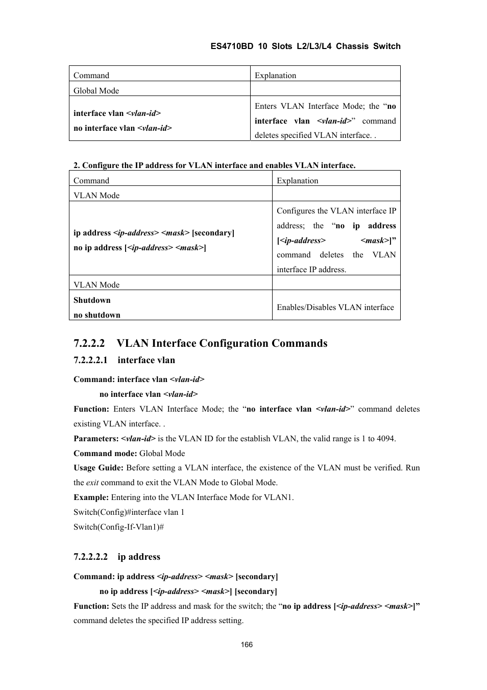 2 vlan interface configuration commands | Accton Technology ES4710BD User Manual | Page 167 / 547