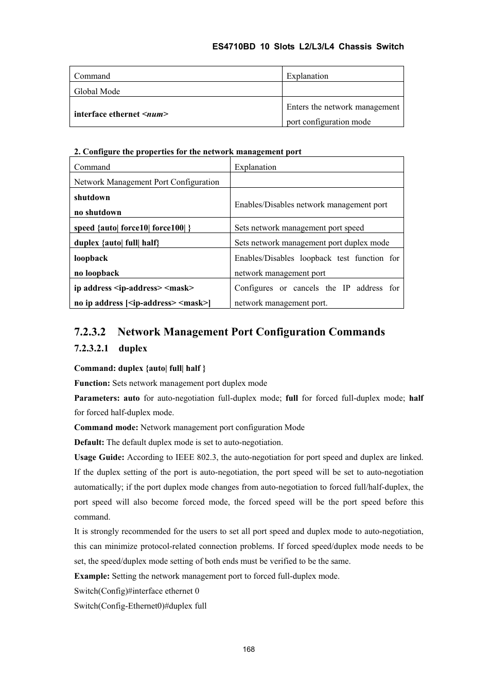 2 network management port configuration commands | Accton Technology ES4710BD User Manual | Page 169 / 547