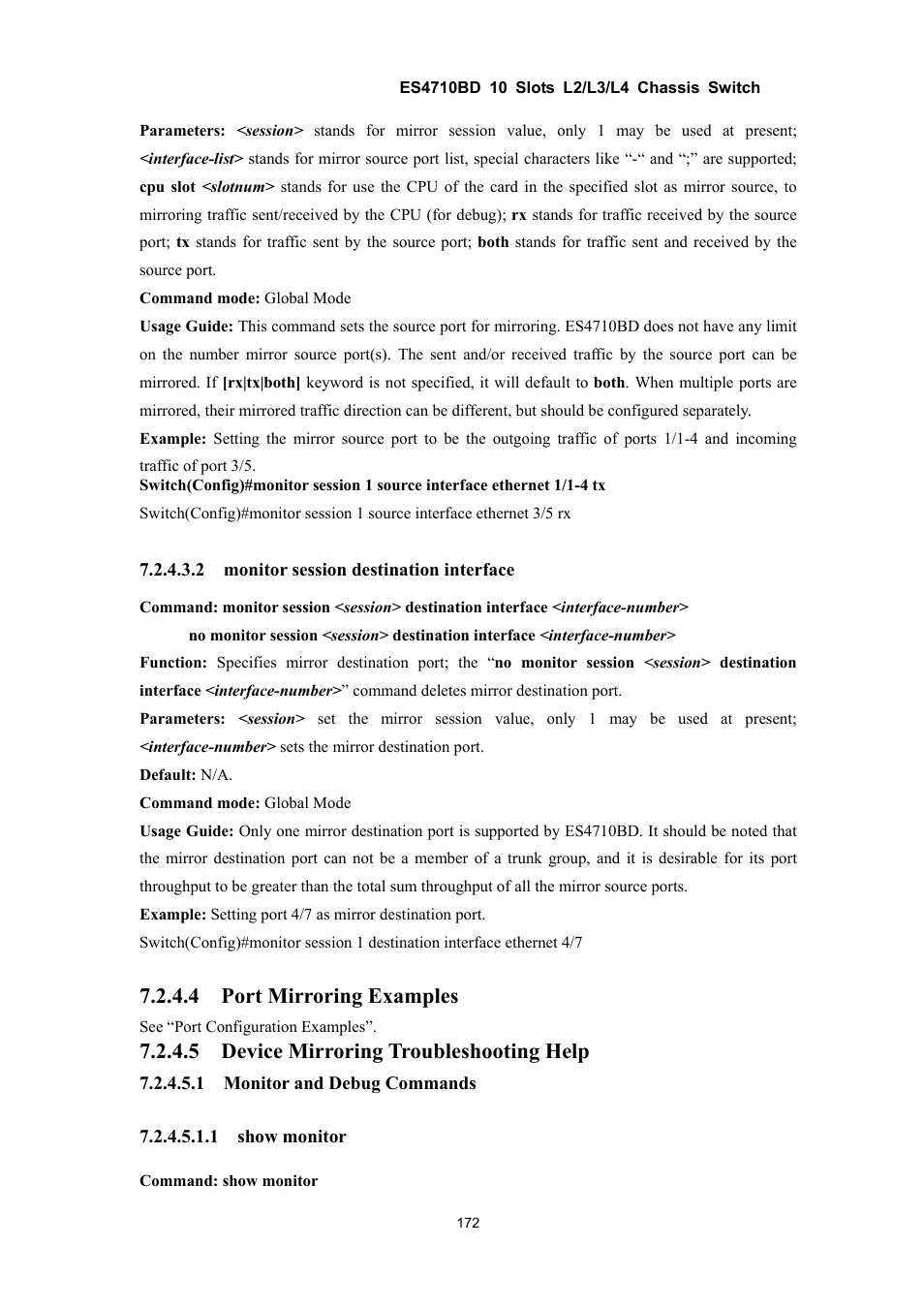 4 port mirroring examples, 5 device mirroring troubleshooting help | Accton Technology ES4710BD User Manual | Page 173 / 547
