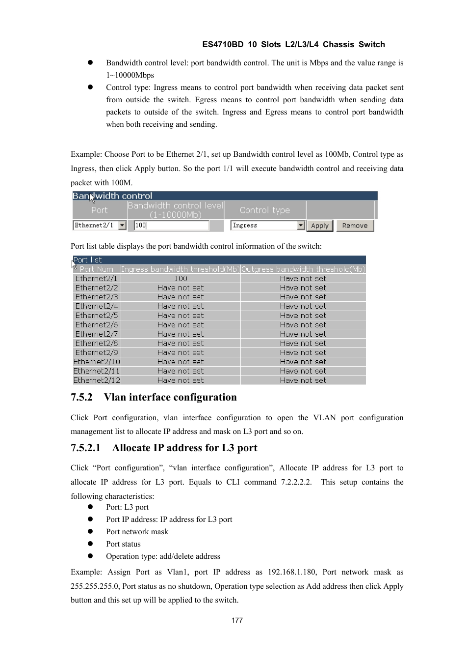 2 vlan interface configuration, 1 allocate ip address for l3 port | Accton Technology ES4710BD User Manual | Page 178 / 547