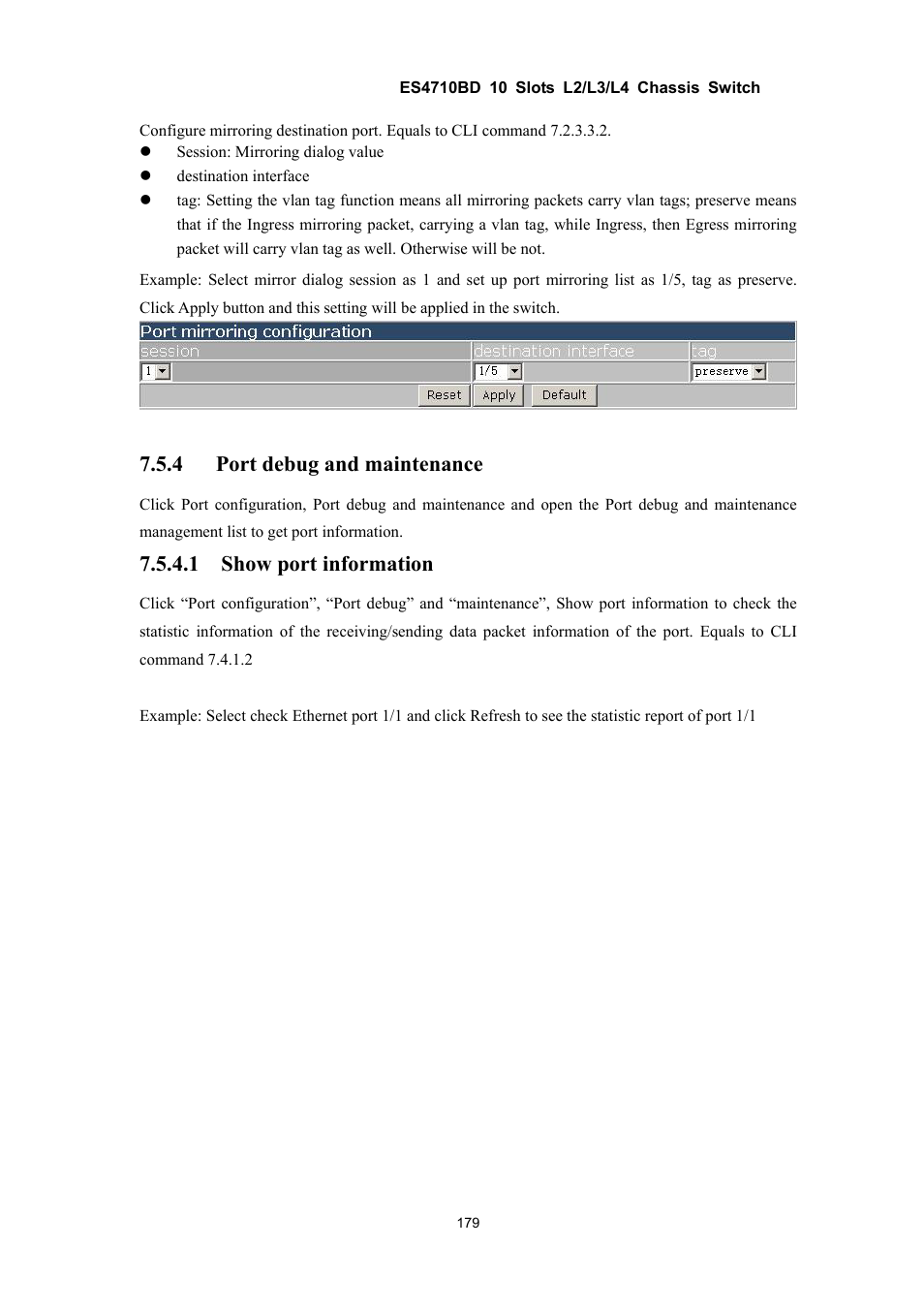 4 port debug and maintenance, 1 show port information | Accton Technology ES4710BD User Manual | Page 180 / 547