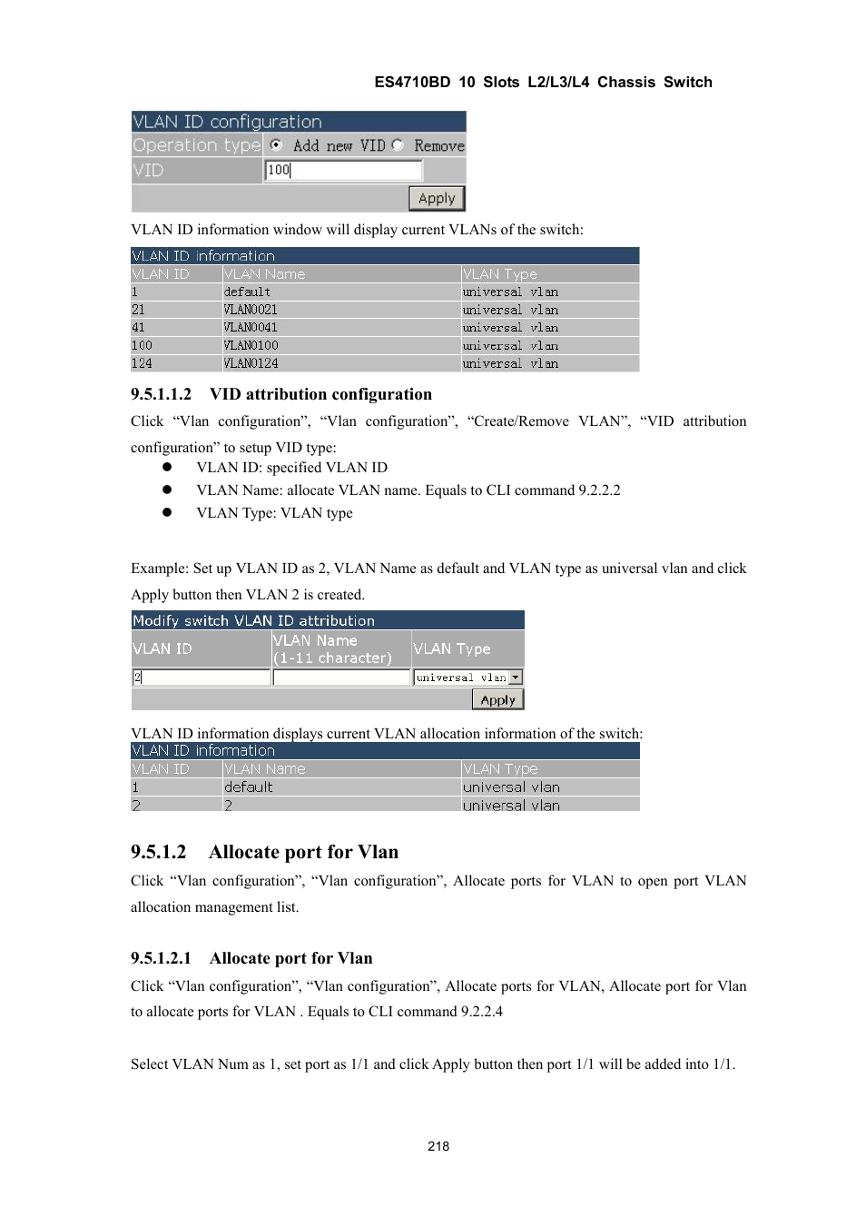 2 allocate port for vlan | Accton Technology ES4710BD User Manual | Page 219 / 547