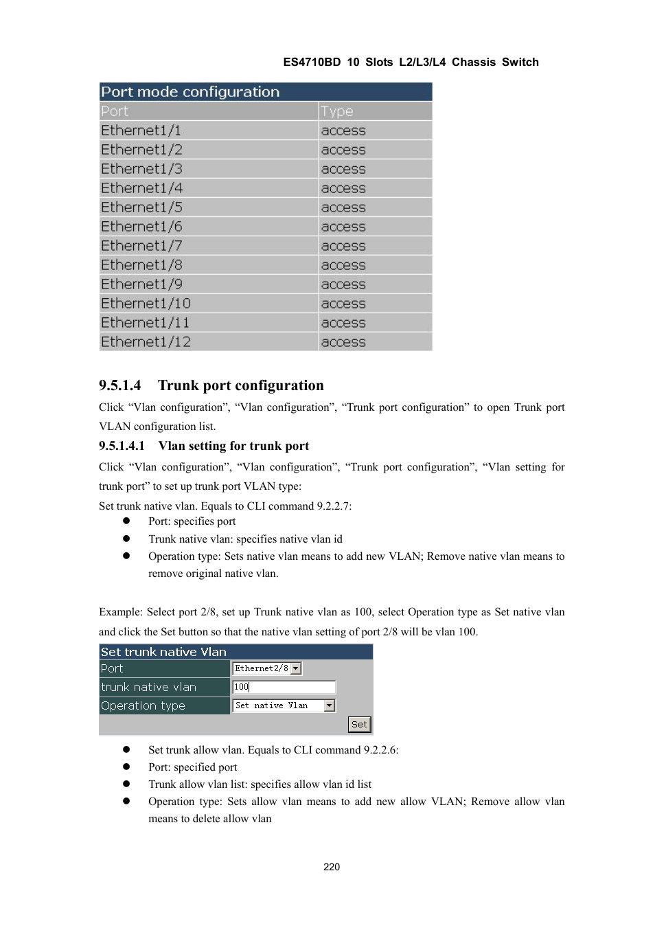 4 trunk port configuration | Accton Technology ES4710BD User Manual | Page 221 / 547