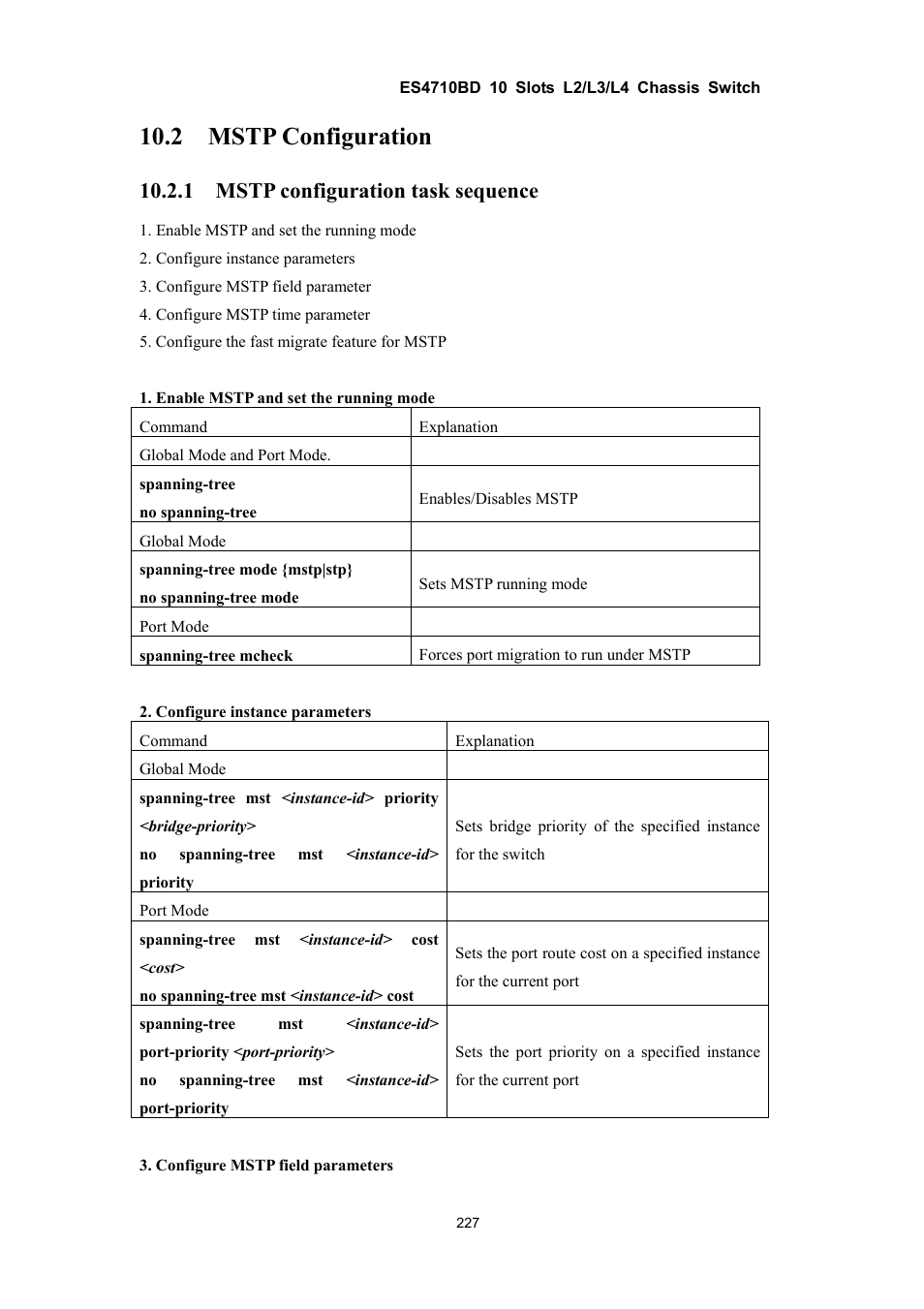 2 mstp configuration, 1 mstp configuration task sequence | Accton Technology ES4710BD User Manual | Page 228 / 547