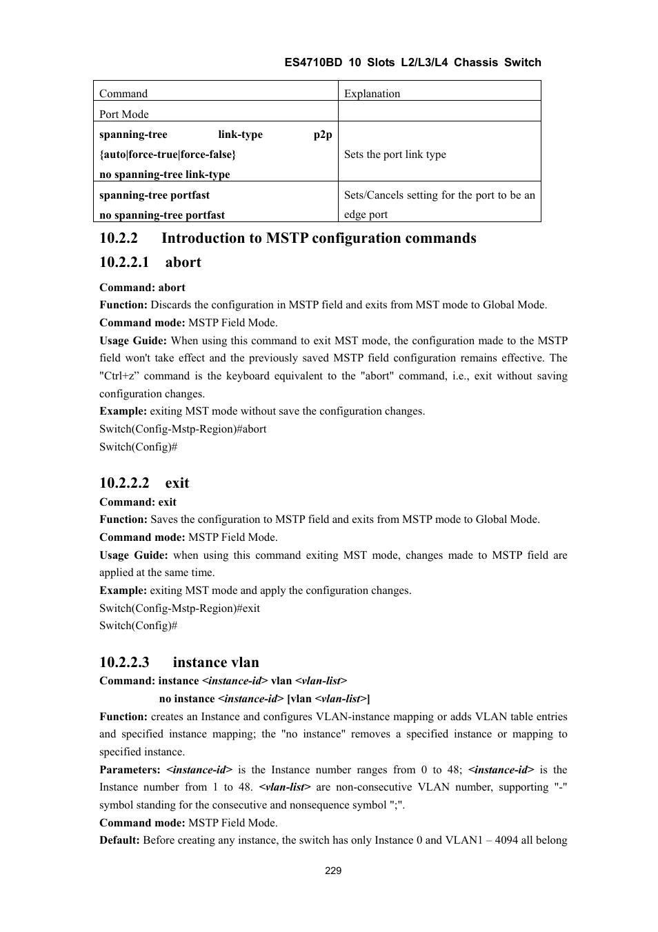 2 exit, 3 instance vlan | Accton Technology ES4710BD User Manual | Page 230 / 547