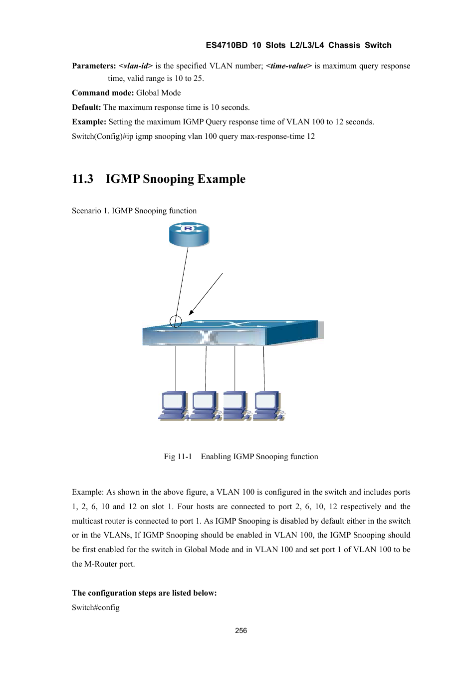 3 igmp snooping example | Accton Technology ES4710BD User Manual | Page 257 / 547