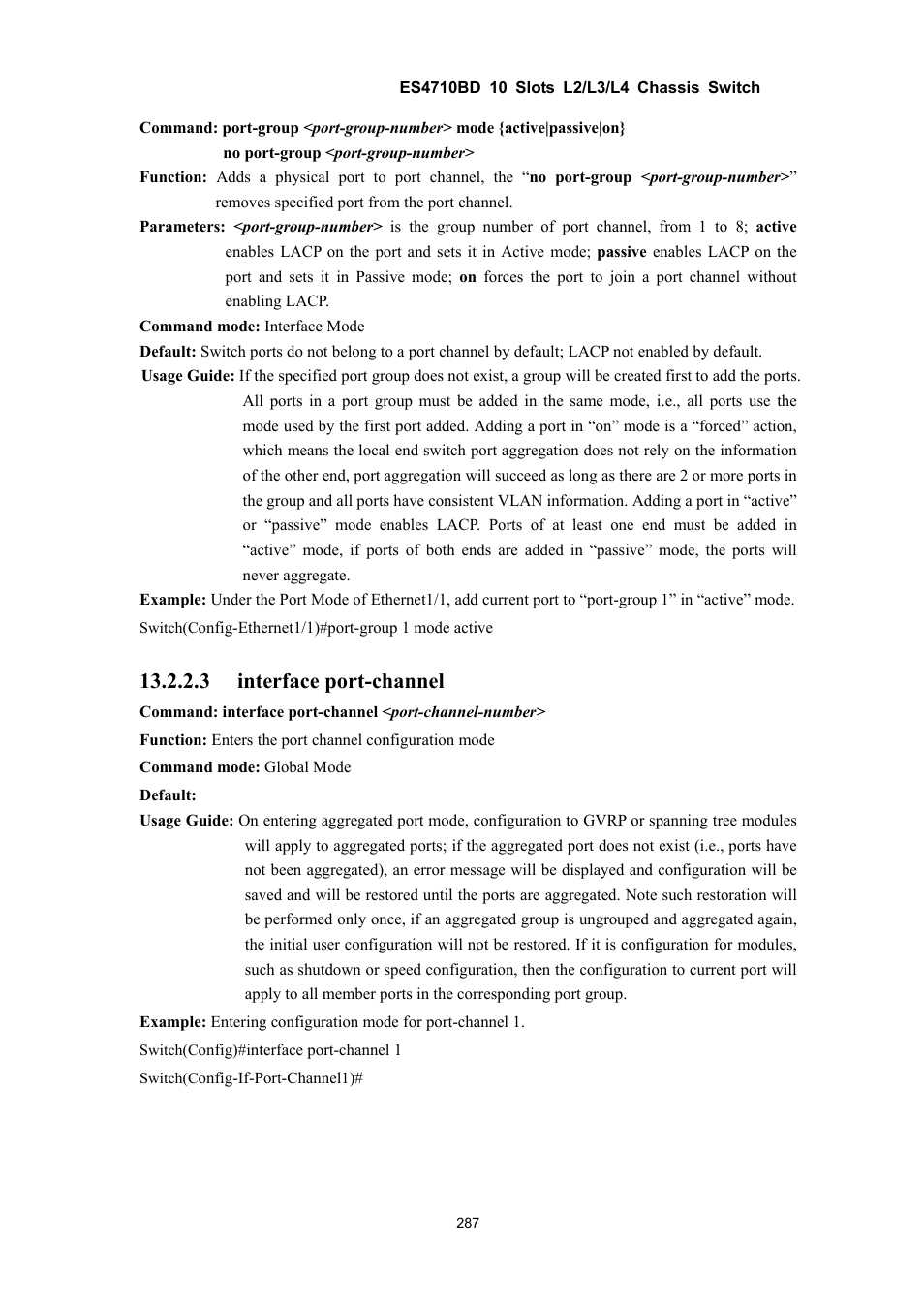 3 interface port-channel | Accton Technology ES4710BD User Manual | Page 288 / 547