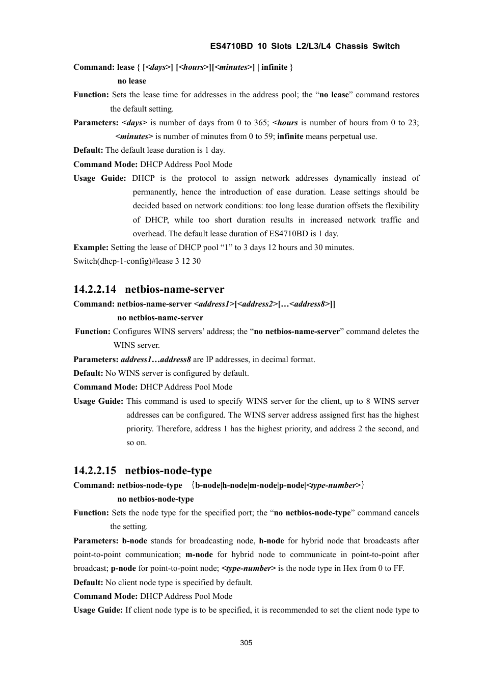 14 netbios-name-server, 15 netbios-node-type | Accton Technology ES4710BD User Manual | Page 306 / 547