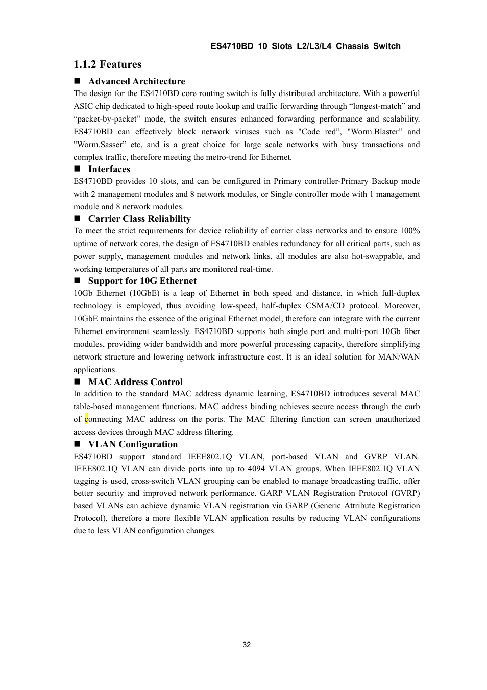 2 features | Accton Technology ES4710BD User Manual | Page 33 / 547