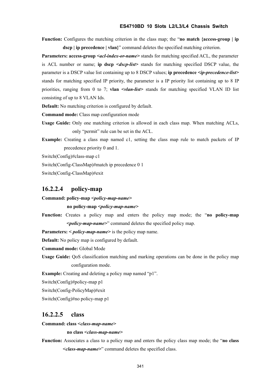 4 policy-map, 5 class | Accton Technology ES4710BD User Manual | Page 342 / 547