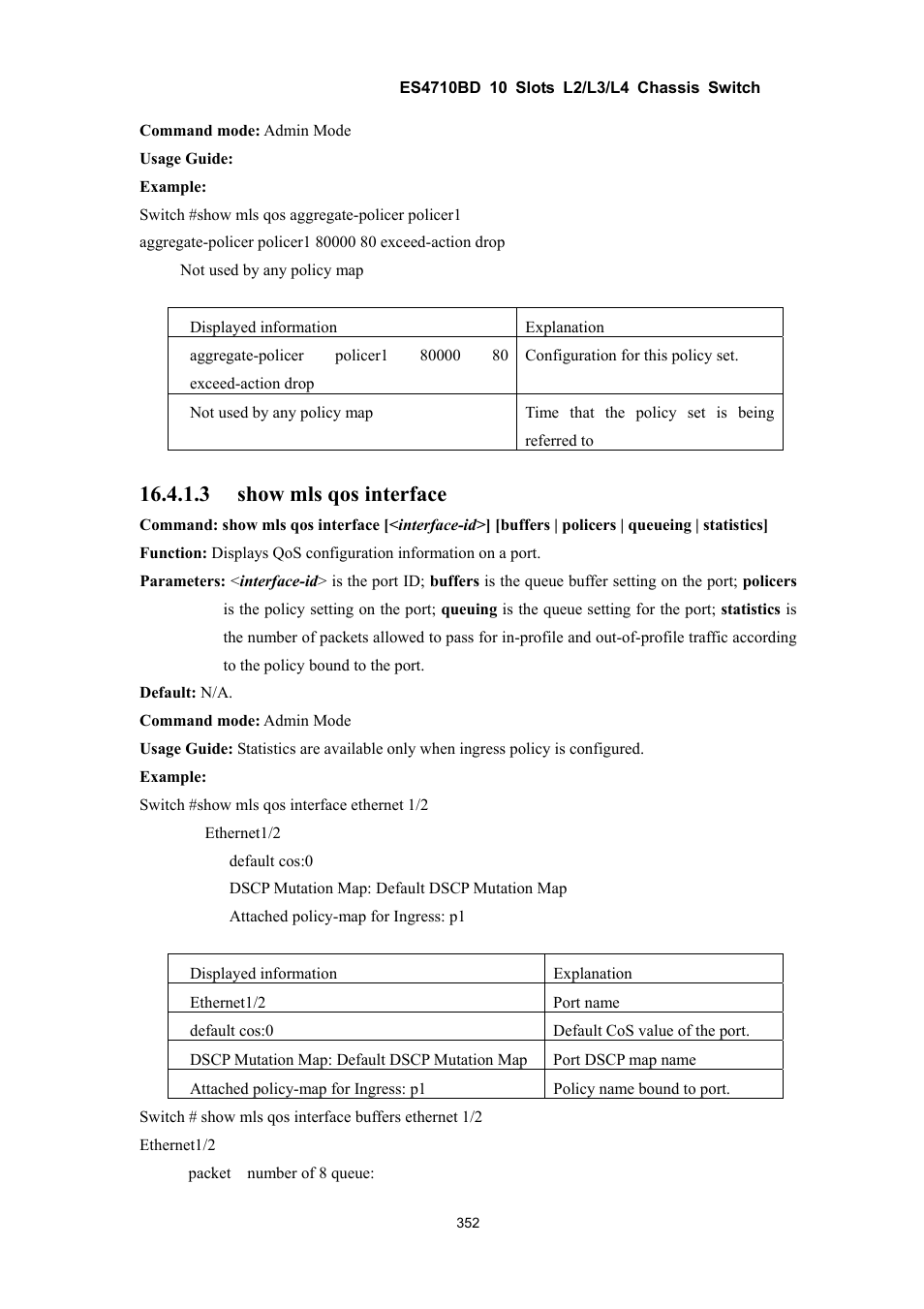 3 show mls qos interface | Accton Technology ES4710BD User Manual | Page 353 / 547