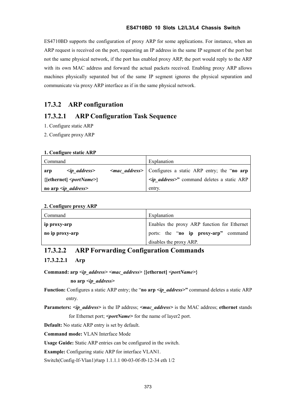 2 arp forwarding configuration commands | Accton Technology ES4710BD User Manual | Page 374 / 547