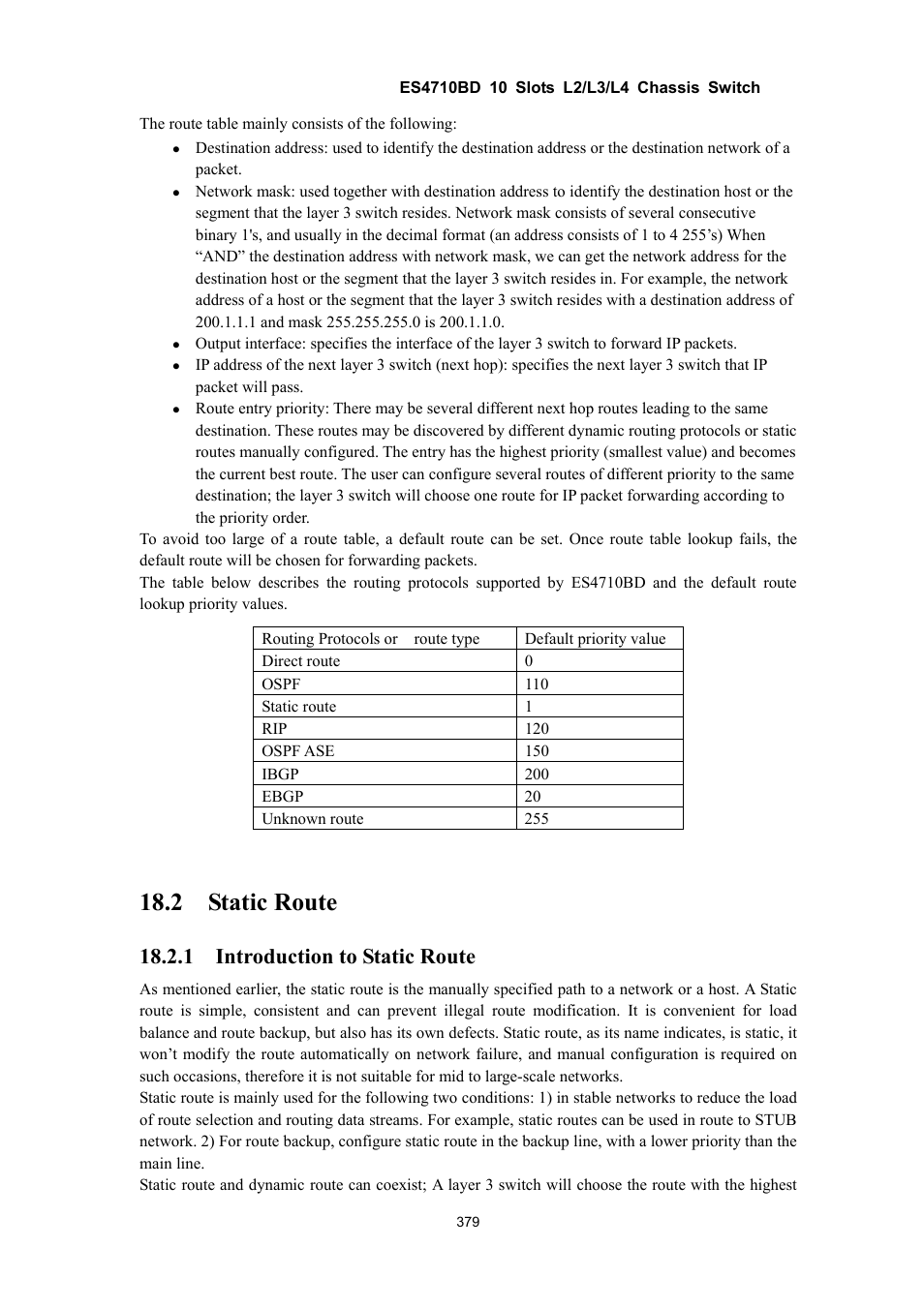 2 static route, 1 introduction to static route | Accton Technology ES4710BD User Manual | Page 380 / 547