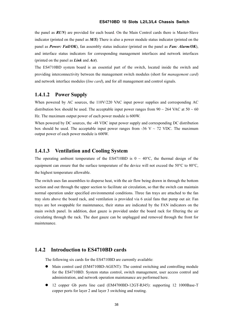 2 power supply, 3 ventilation and cooling system | Accton Technology ES4710BD User Manual | Page 39 / 547