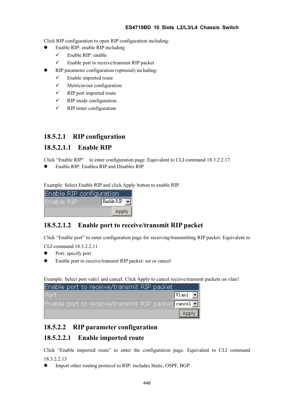 2 enable port to receive/transmit rip packet | Accton Technology ES4710BD User Manual | Page 447 / 547