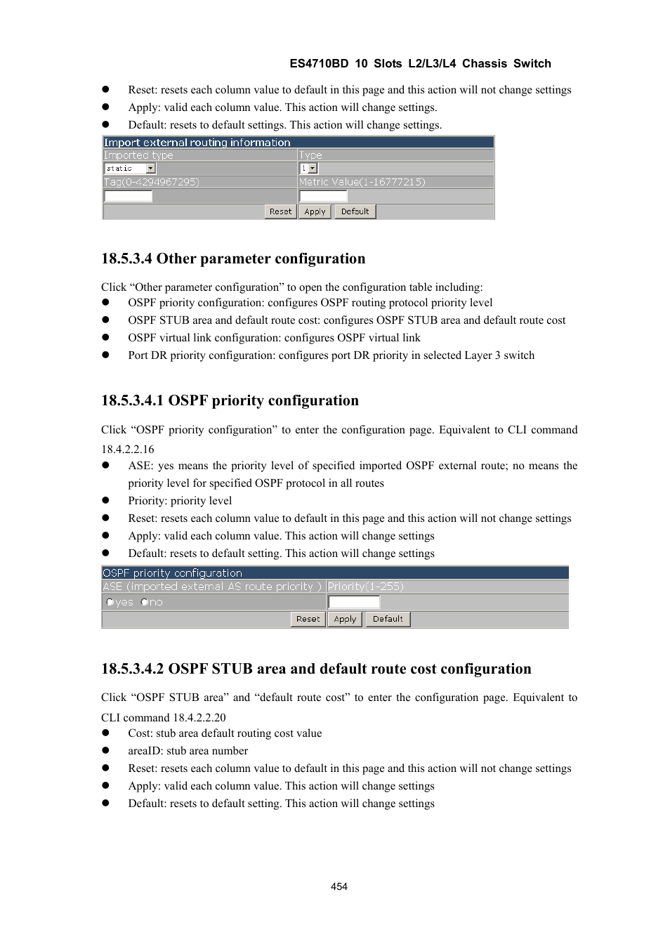 4 other parameter configuration, 1 ospf priority configuration | Accton Technology ES4710BD User Manual | Page 455 / 547
