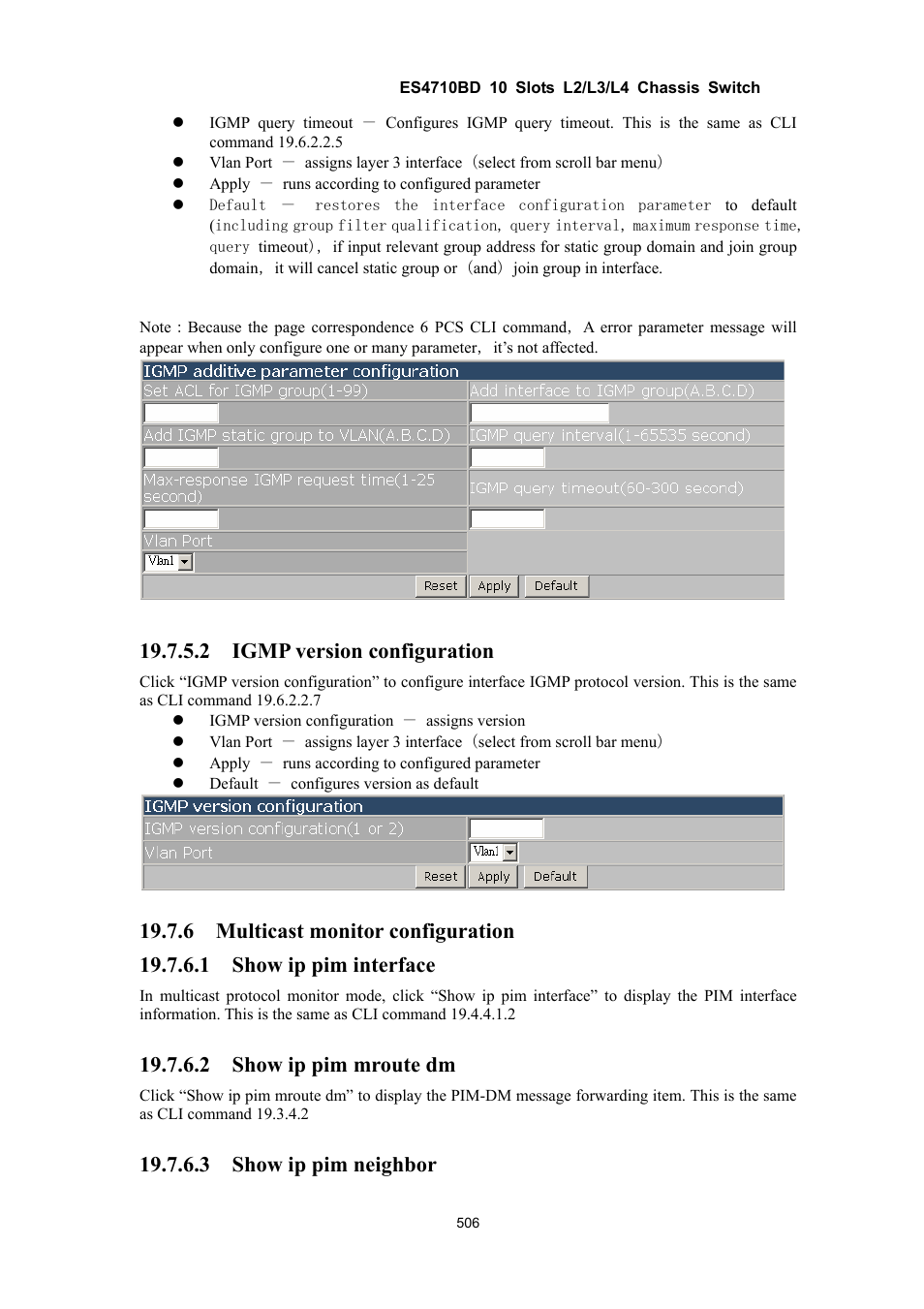 2 igmp version configuration, 2 show ip pim mroute dm, 3 show ip pim neighbor | Accton Technology ES4710BD User Manual | Page 507 / 547