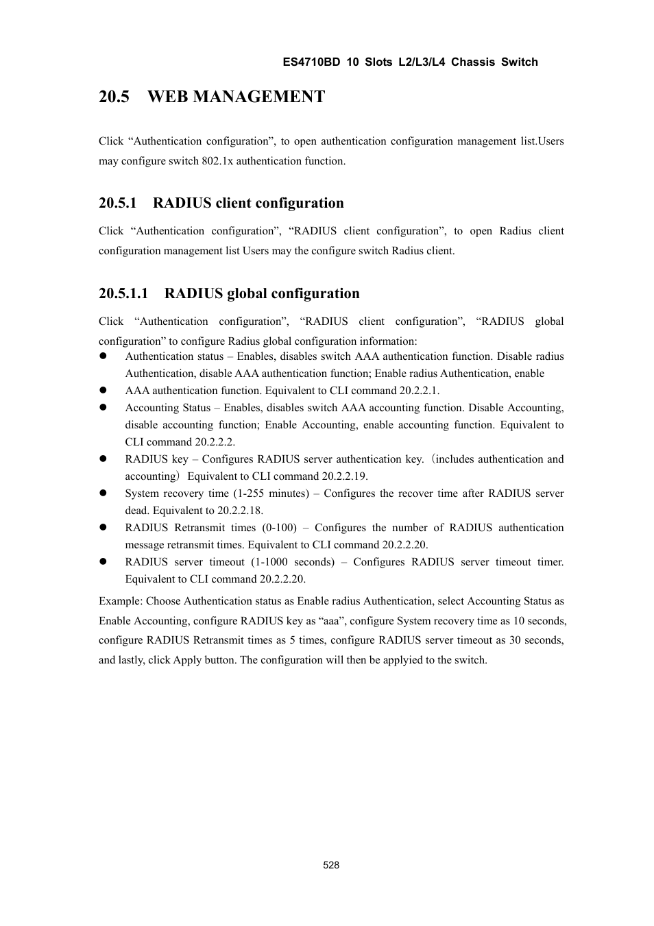 5 web management, 1 radius client configuration, 1 radius global configuration | Accton Technology ES4710BD User Manual | Page 529 / 547