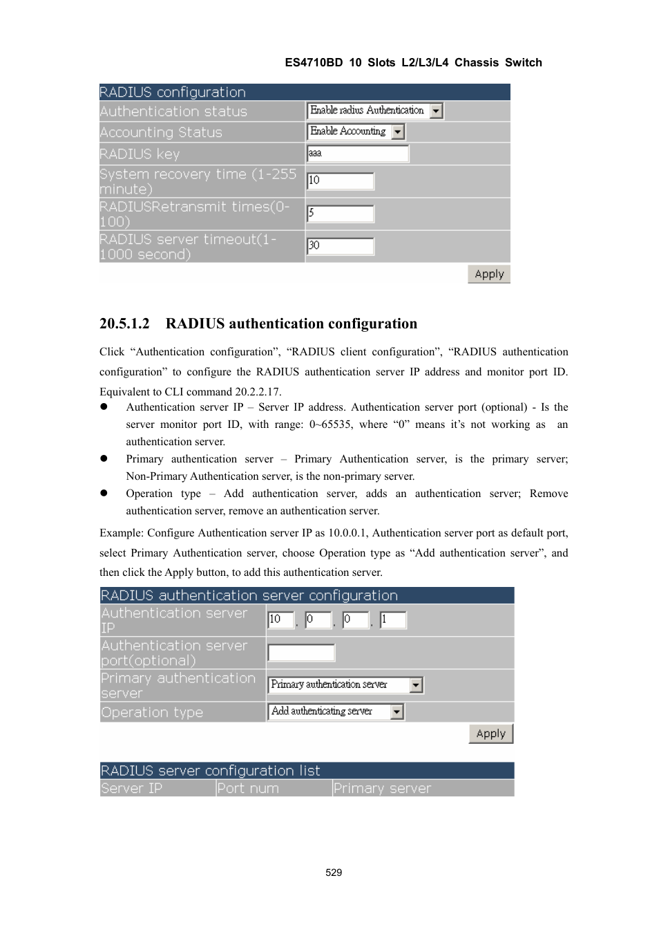 2 radius authentication configuration | Accton Technology ES4710BD User Manual | Page 530 / 547