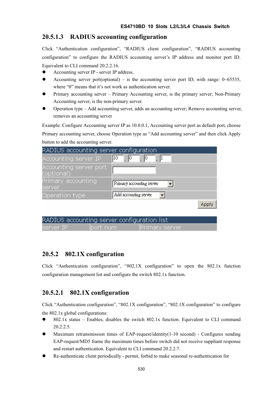 3 radius accounting configuration | Accton Technology ES4710BD User Manual | Page 531 / 547