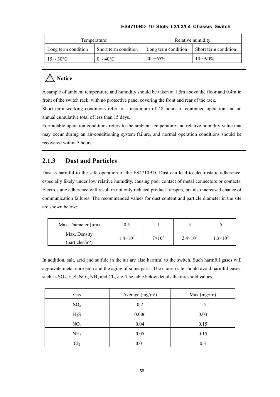 3 dust and particles, Notice | Accton Technology ES4710BD User Manual | Page 57 / 547