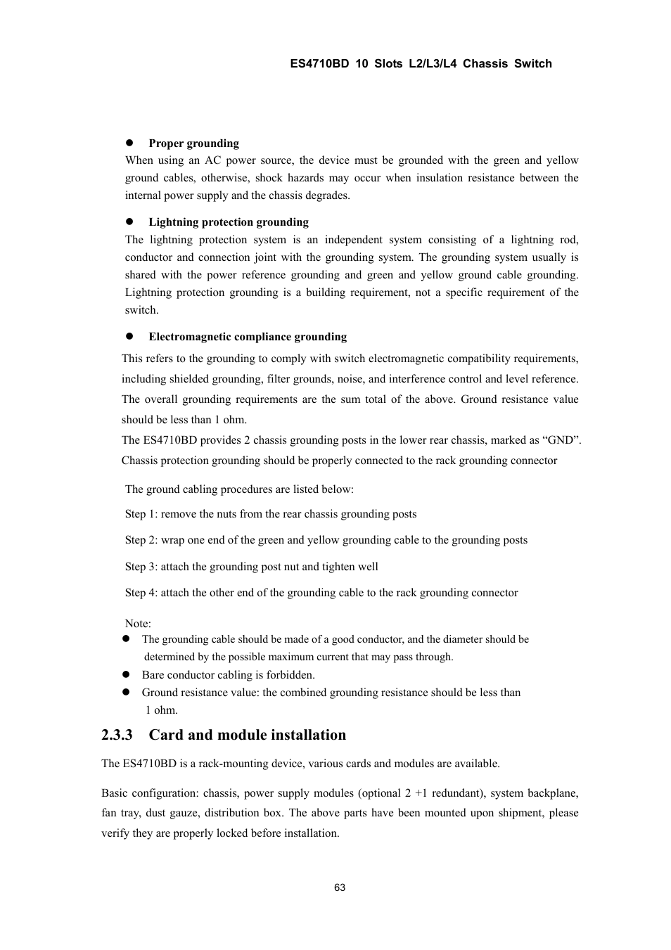 3 card and module installation | Accton Technology ES4710BD User Manual | Page 64 / 547