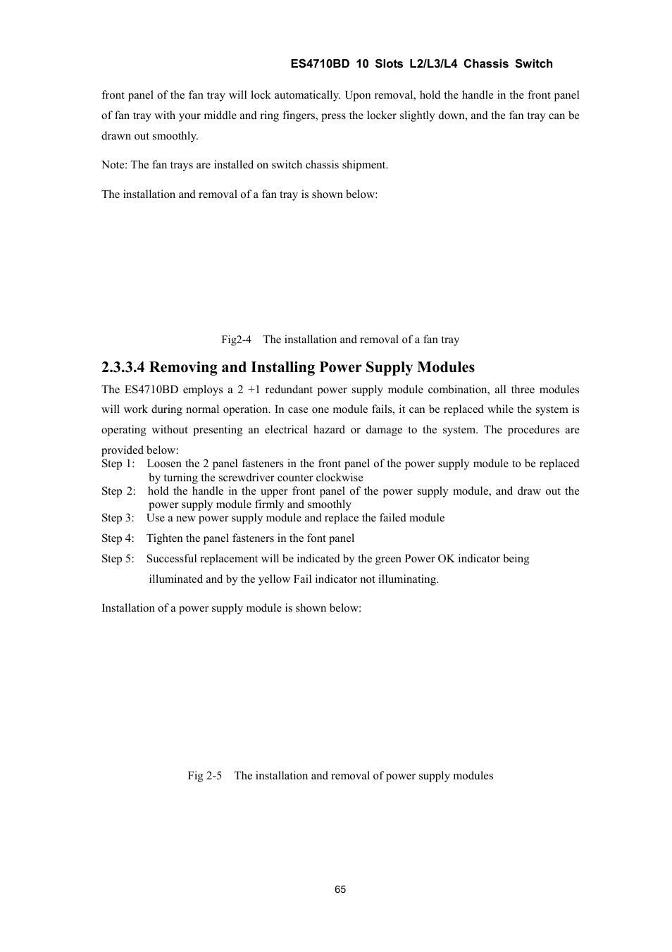 4 removing and installing power supply modules | Accton Technology ES4710BD User Manual | Page 66 / 547