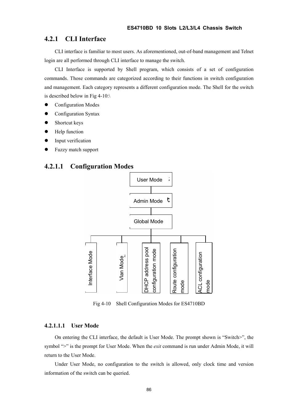 1 cli interface, 1 configuration modes | Accton Technology ES4710BD User Manual | Page 87 / 547