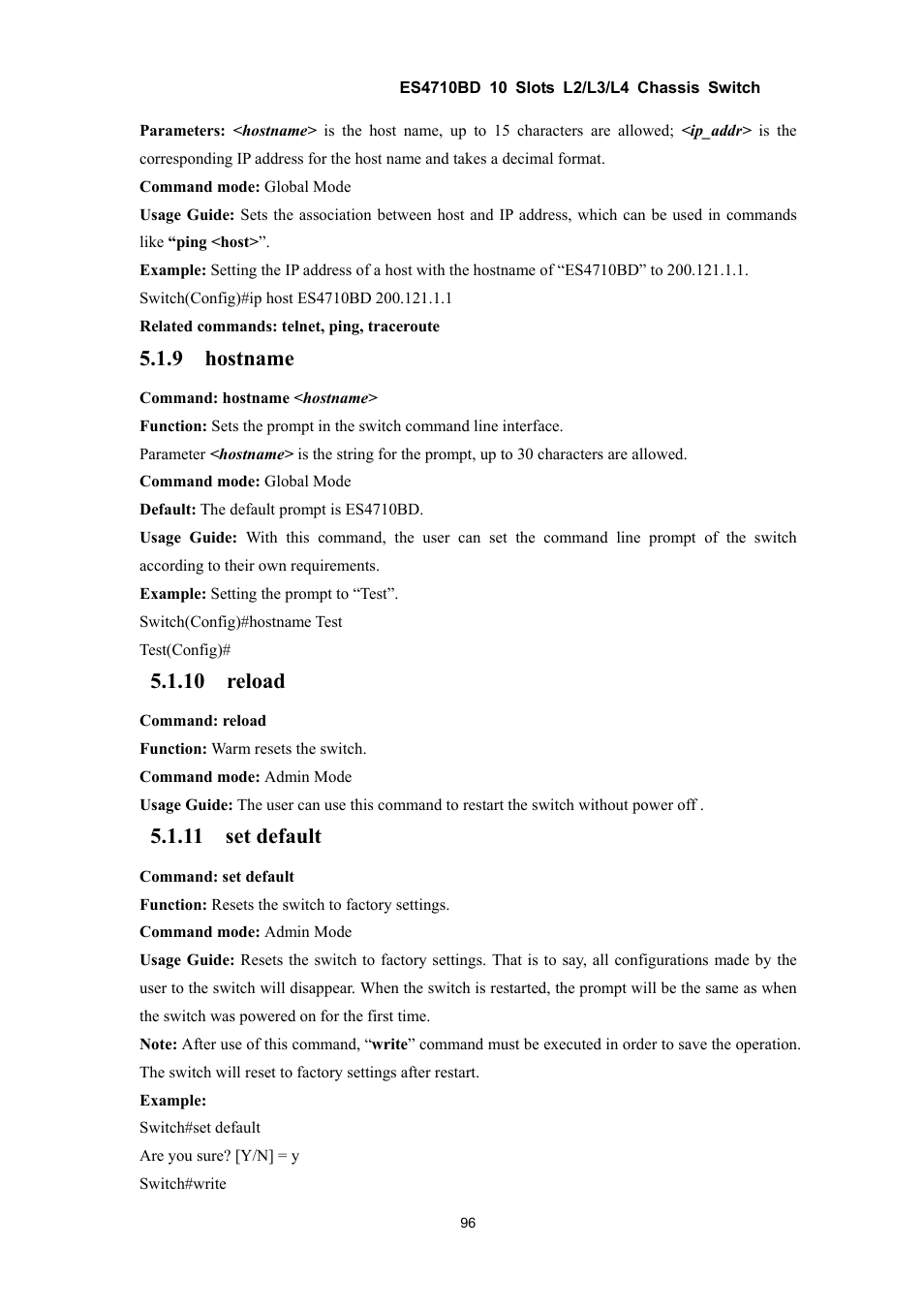 9 hostname, 10 reload, 11 set default | Accton Technology ES4710BD User Manual | Page 97 / 547