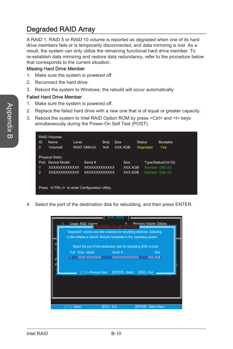 Appendix b, Degraded raid array | MSI Z97M GAMING User Manual | Page 104 / 108