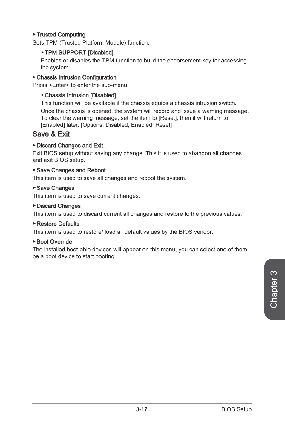 Save & exit -17, Chapter 3, Save & exit | MSI Z97M GAMING User Manual | Page 77 / 108
