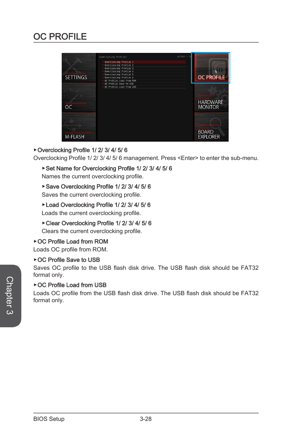 Oc profile -28, Chapter 3, Oc profile | MSI Z97I GAMING AC User Manual | Page 82 / 104