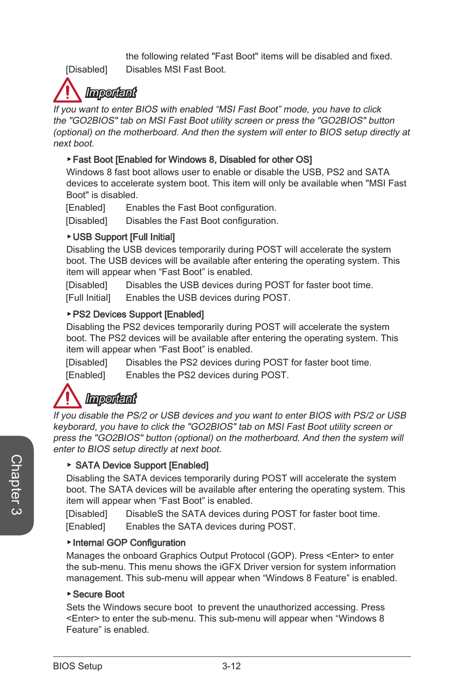 Chapter 3, Important | MSI Z87-GD65 GAMING User Manual | Page 80 / 116