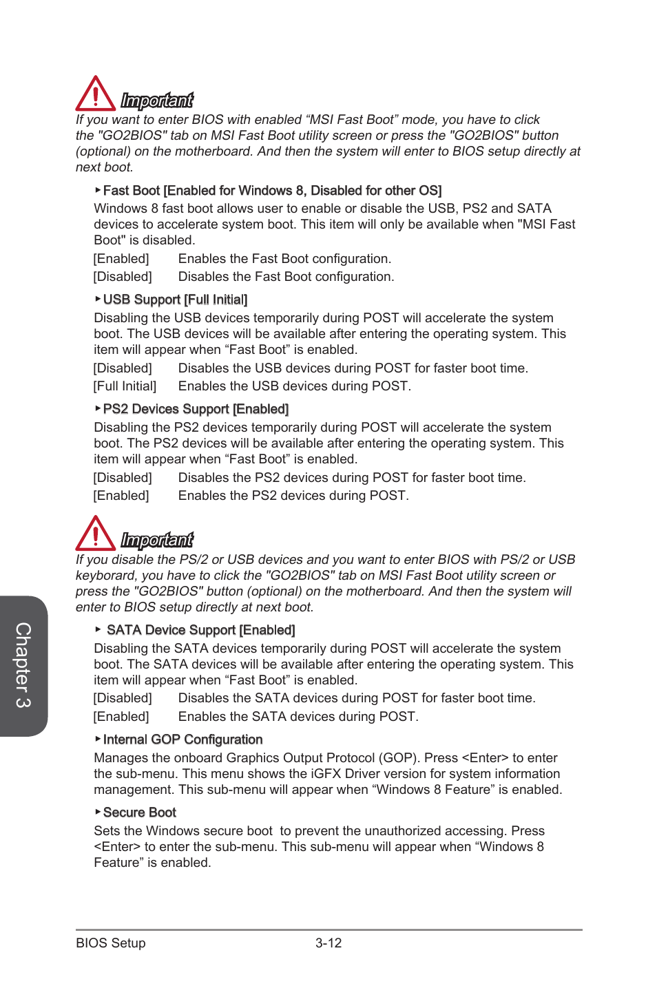 Chapter 3, Important | MSI Z87-G45 GAMING User Manual | Page 74 / 112