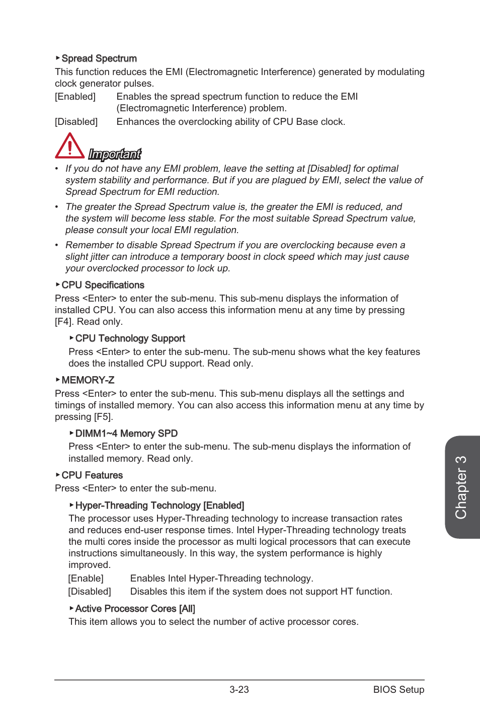 Chapter 3, Important | MSI Z87-G45 GAMING User Manual | Page 85 / 112