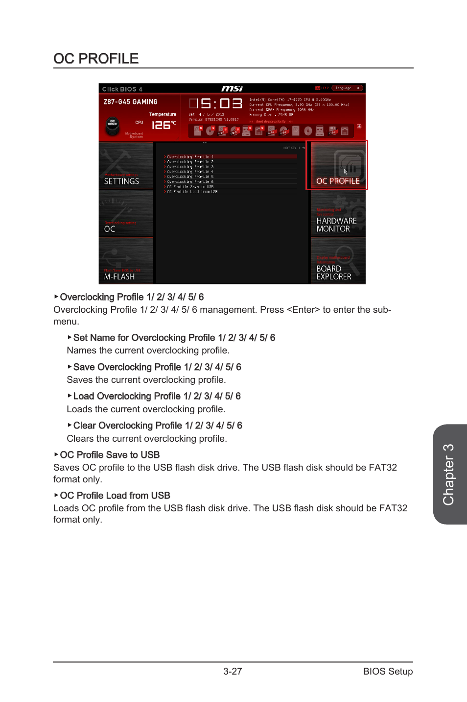 Oc profile, Oc profile -27, Chapter 3 | MSI Z87-G45 GAMING User Manual | Page 89 / 112