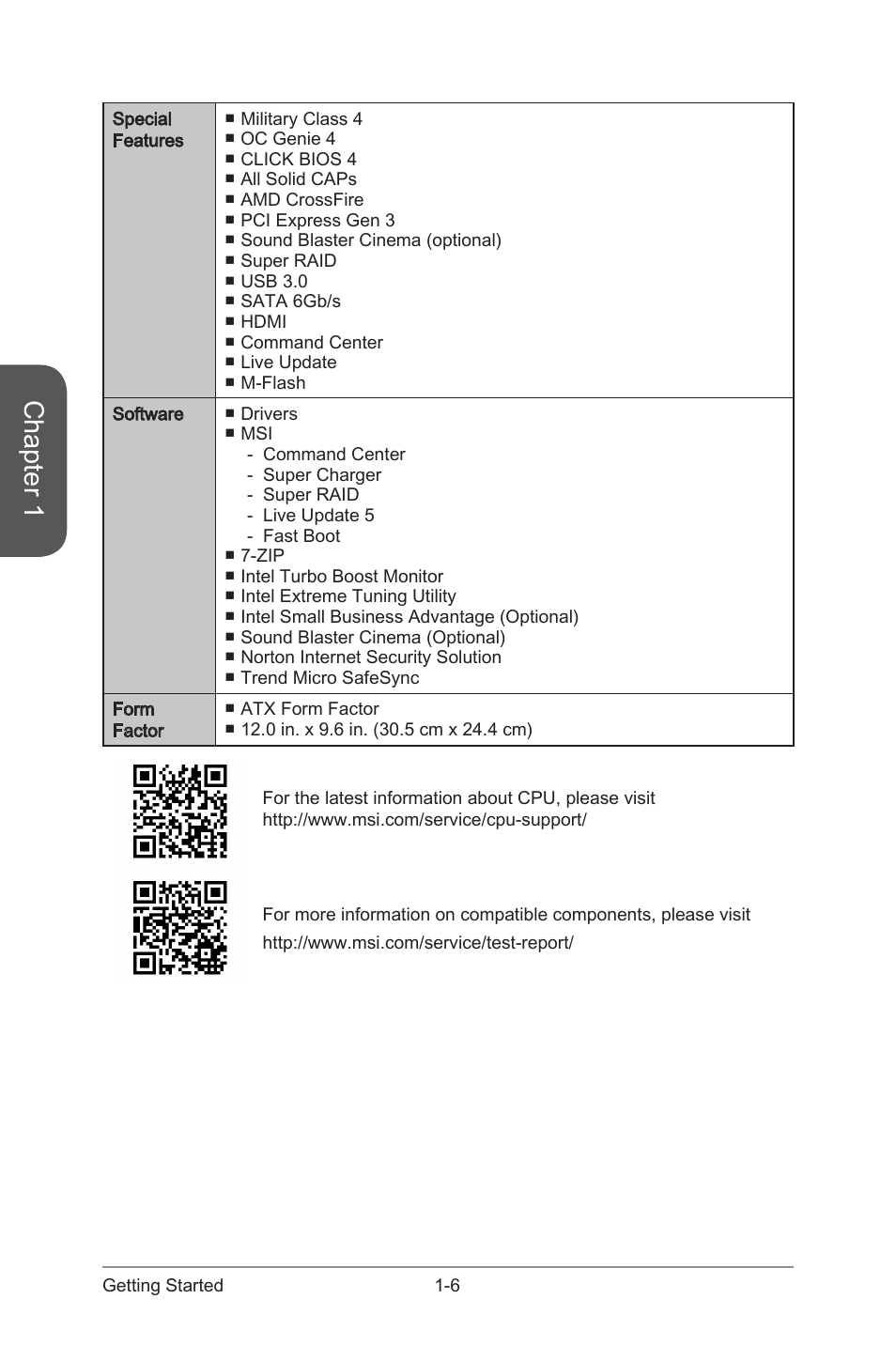 Chapter 1 | MSI Z87-G43 GAMING User Manual | Page 20 / 110