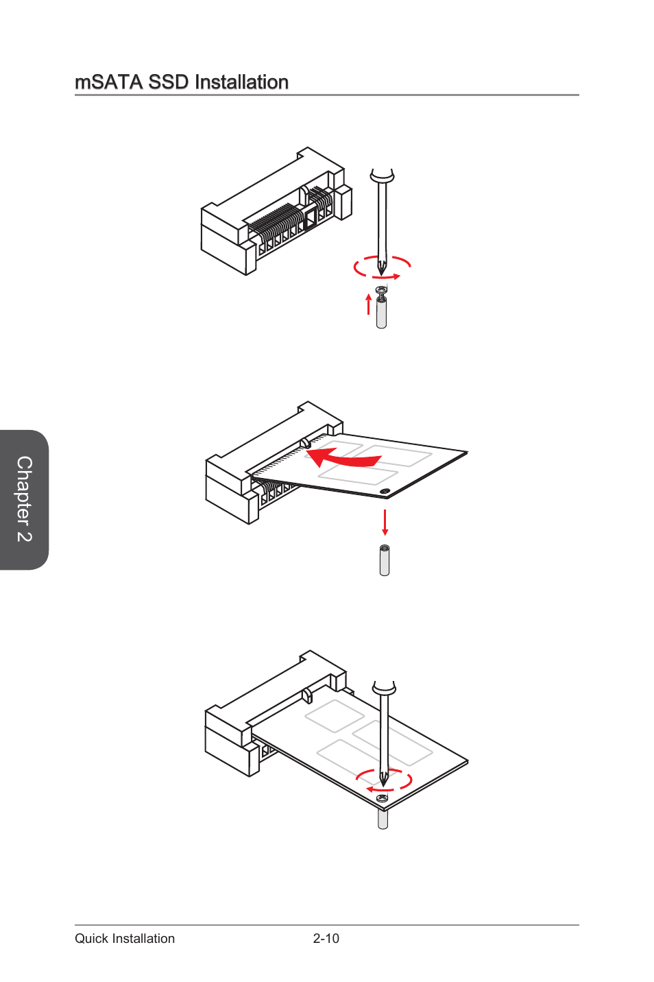 Msata ssd installation, Msata ssd installation -10, Chapter 2 | MSI Z87-G43 GAMING User Manual | Page 54 / 110