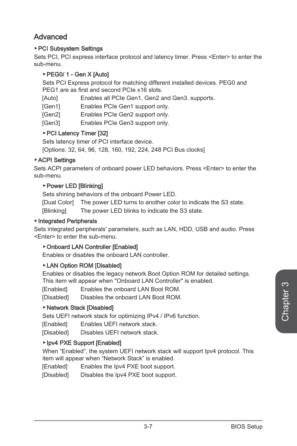 Advanced, Advanced -7, Chapter 3 | MSI Z87-G43 GAMING User Manual | Page 65 / 110