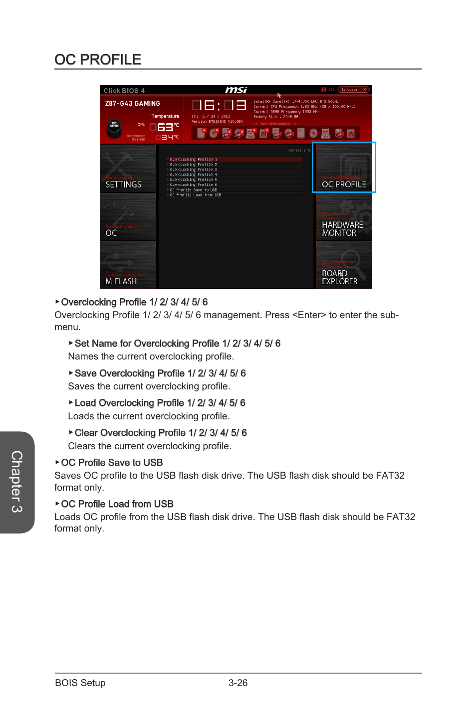 Oc profile, Oc profile -26, Chapter 3 | MSI Z87-G43 GAMING User Manual | Page 84 / 110