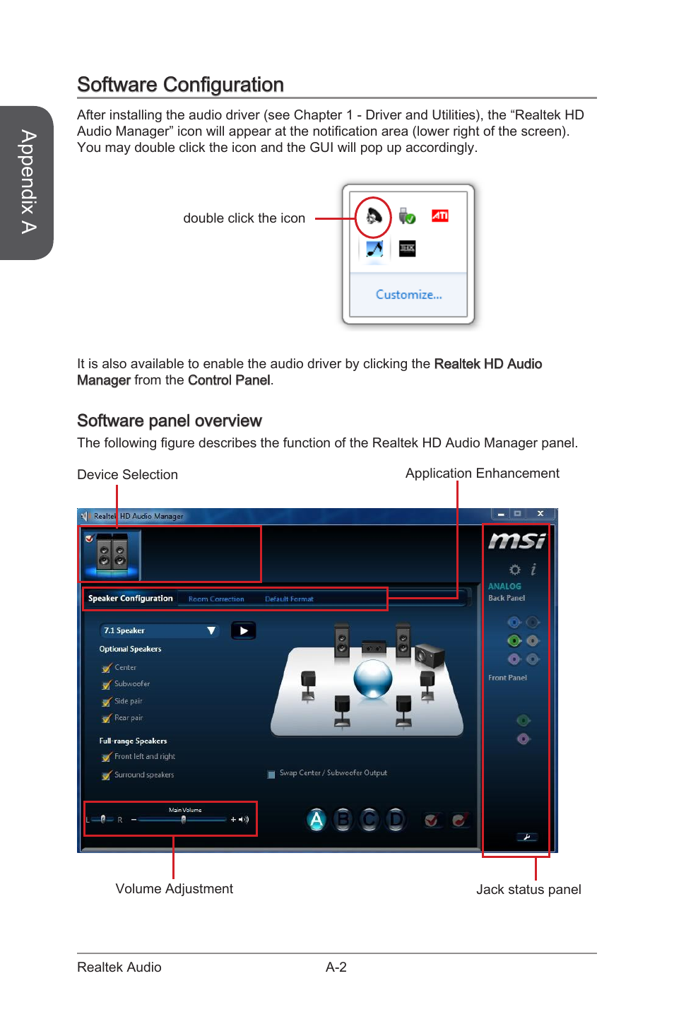 Software configuration, Software panel overview, Appendix a | MSI Z87-G43 GAMING User Manual | Page 88 / 110