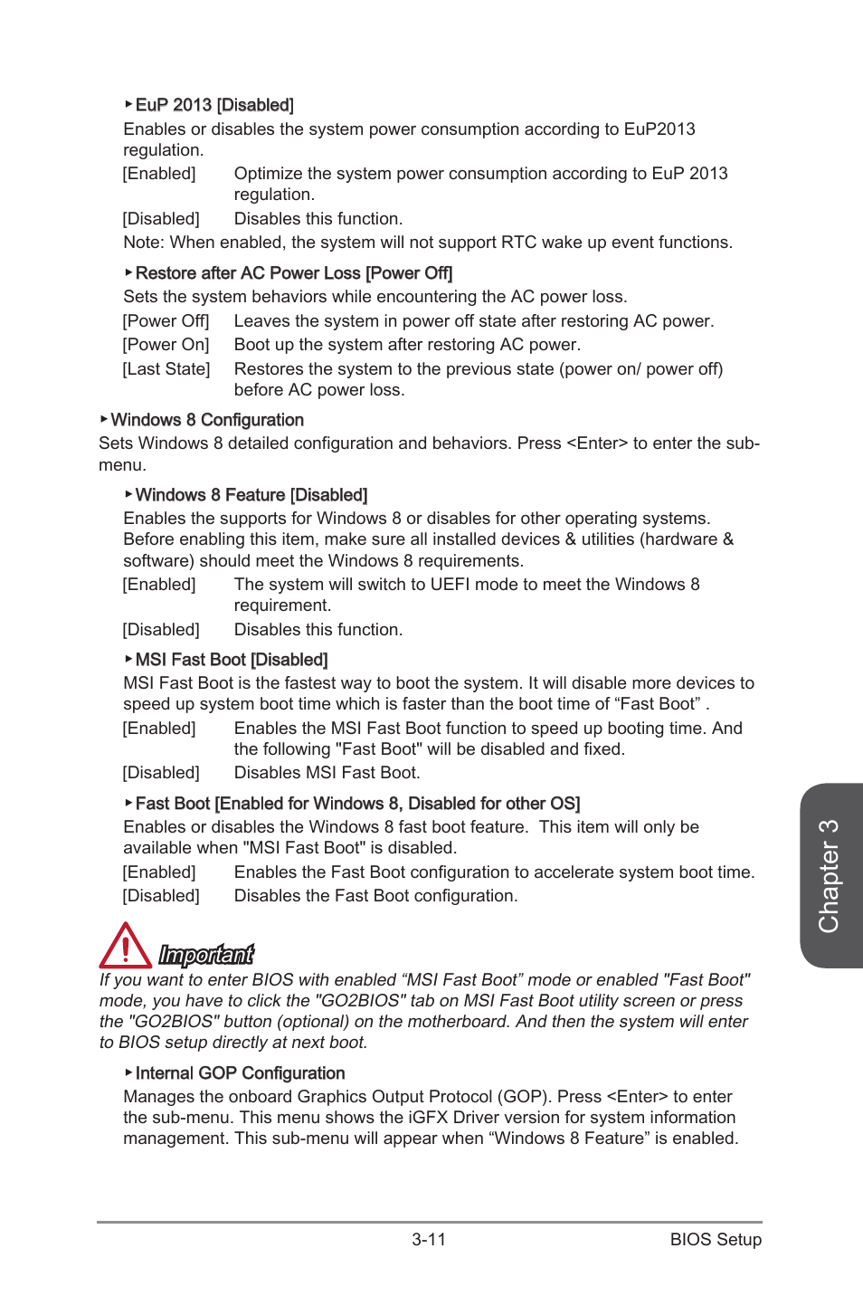 Chapter 3, Important | MSI Z87M GAMING User Manual | Page 75 / 112