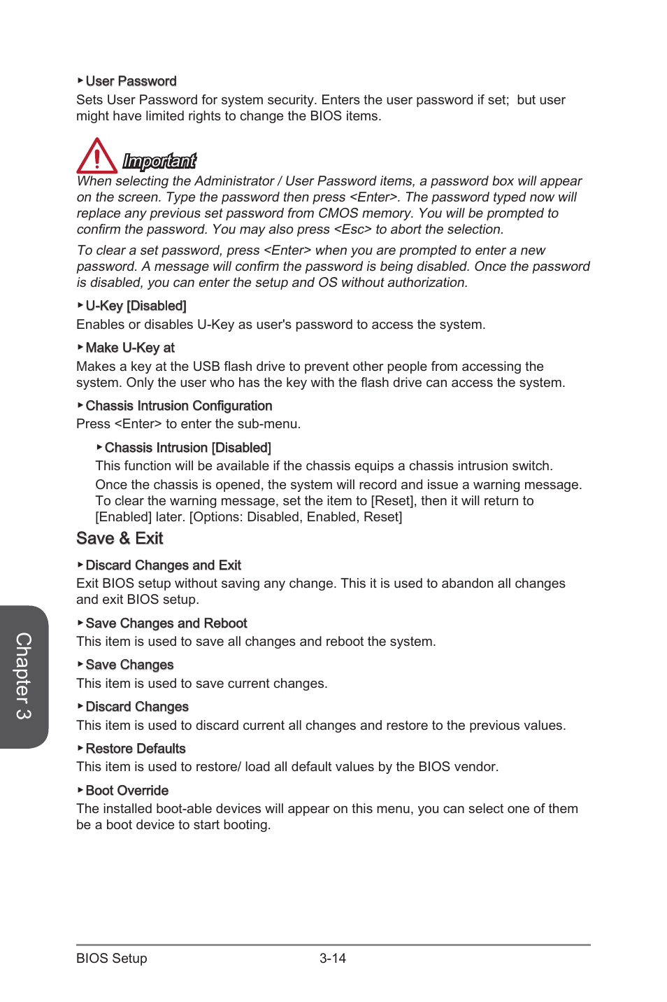 Save & exit, Save & exit -14, Chapter 3 | Important | MSI Z87M GAMING User Manual | Page 78 / 112