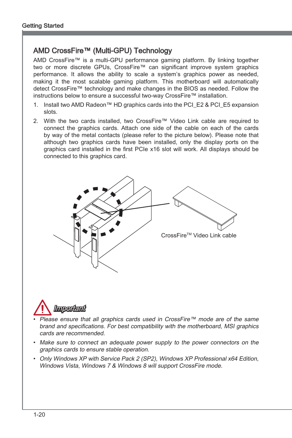 Amd crossfre™ (mult-gpu) technology, Important | MSI Z77A-GD65 GAMING User Manual | Page 30 / 98