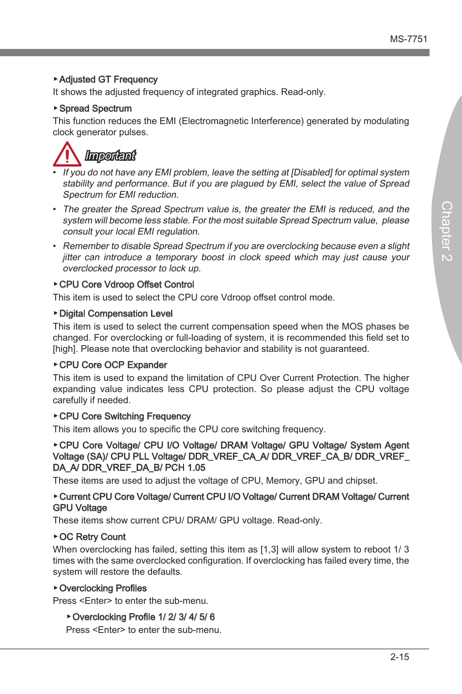 Chapter 2, Important | MSI Z77A-GD65 GAMING User Manual | Page 63 / 98