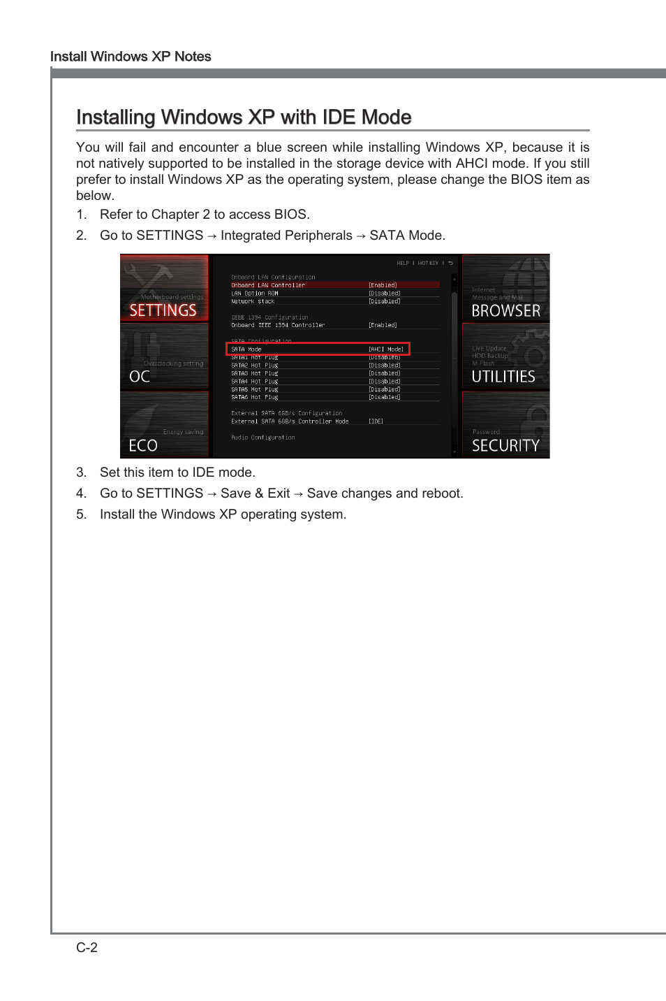 Installng wndows xp wth ide mode | MSI Z77A-GD65 GAMING User Manual | Page 96 / 98
