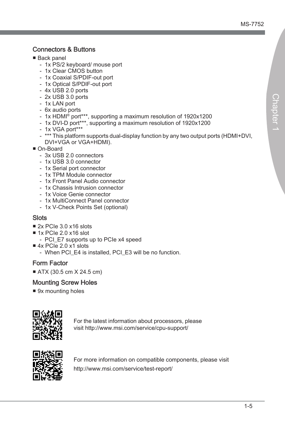 Chapter 1 | MSI Z77A-G45 GAMING User Manual | Page 17 / 96