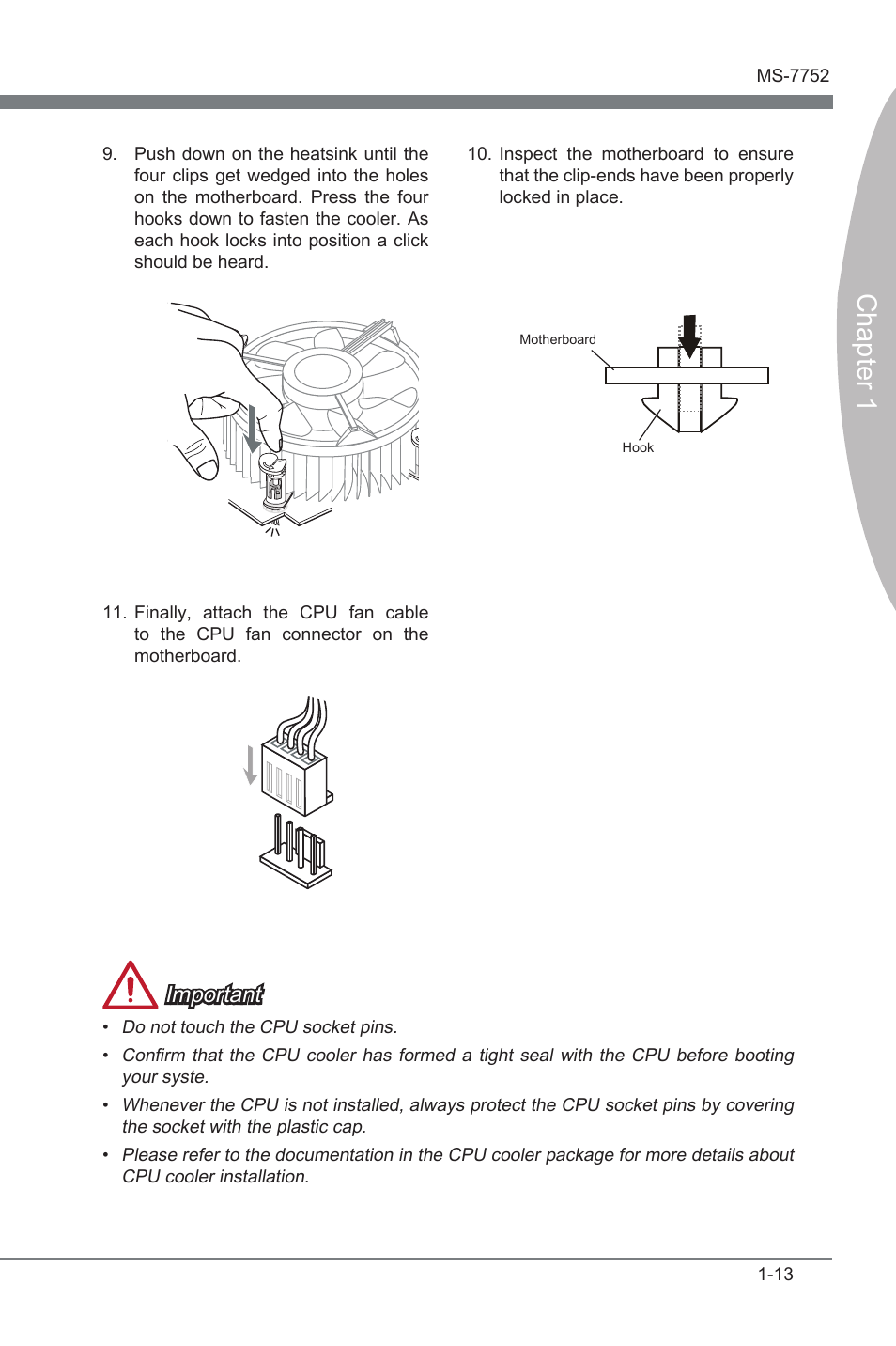 Chapter 1, Important | MSI Z77A-G45 GAMING User Manual | Page 25 / 96