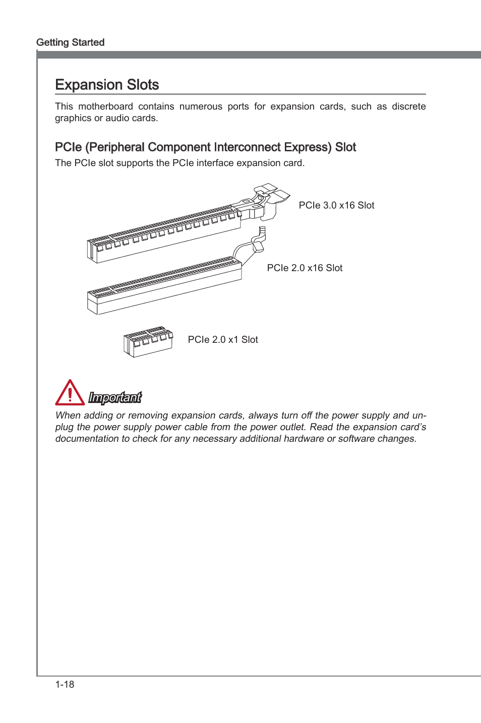 Expanson slots -18, Expanson slots, Important | MSI Z77A-G45 GAMING User Manual | Page 30 / 96